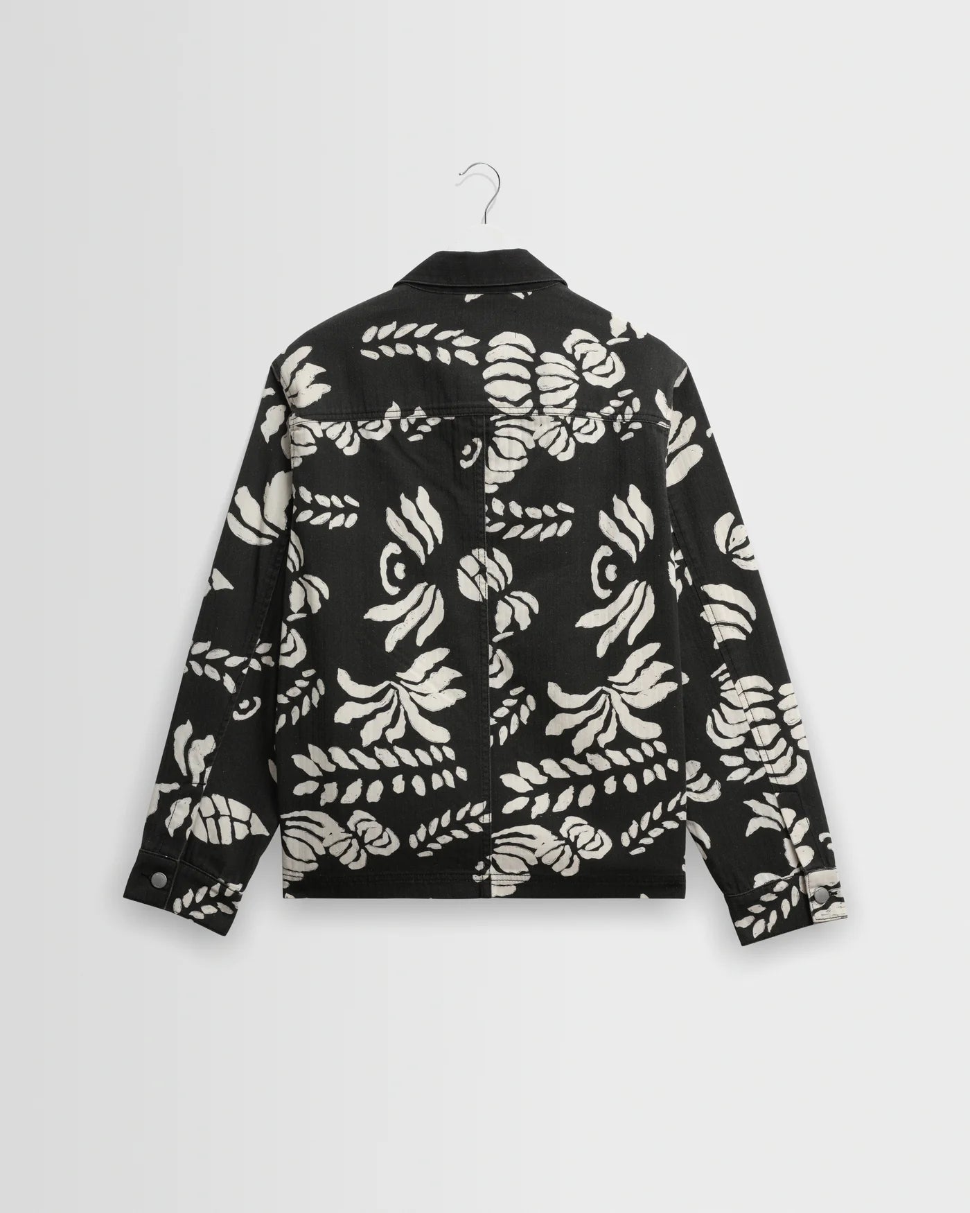 Wax London - Jay Printed Cotton Chore Jacket in Black And Ecru