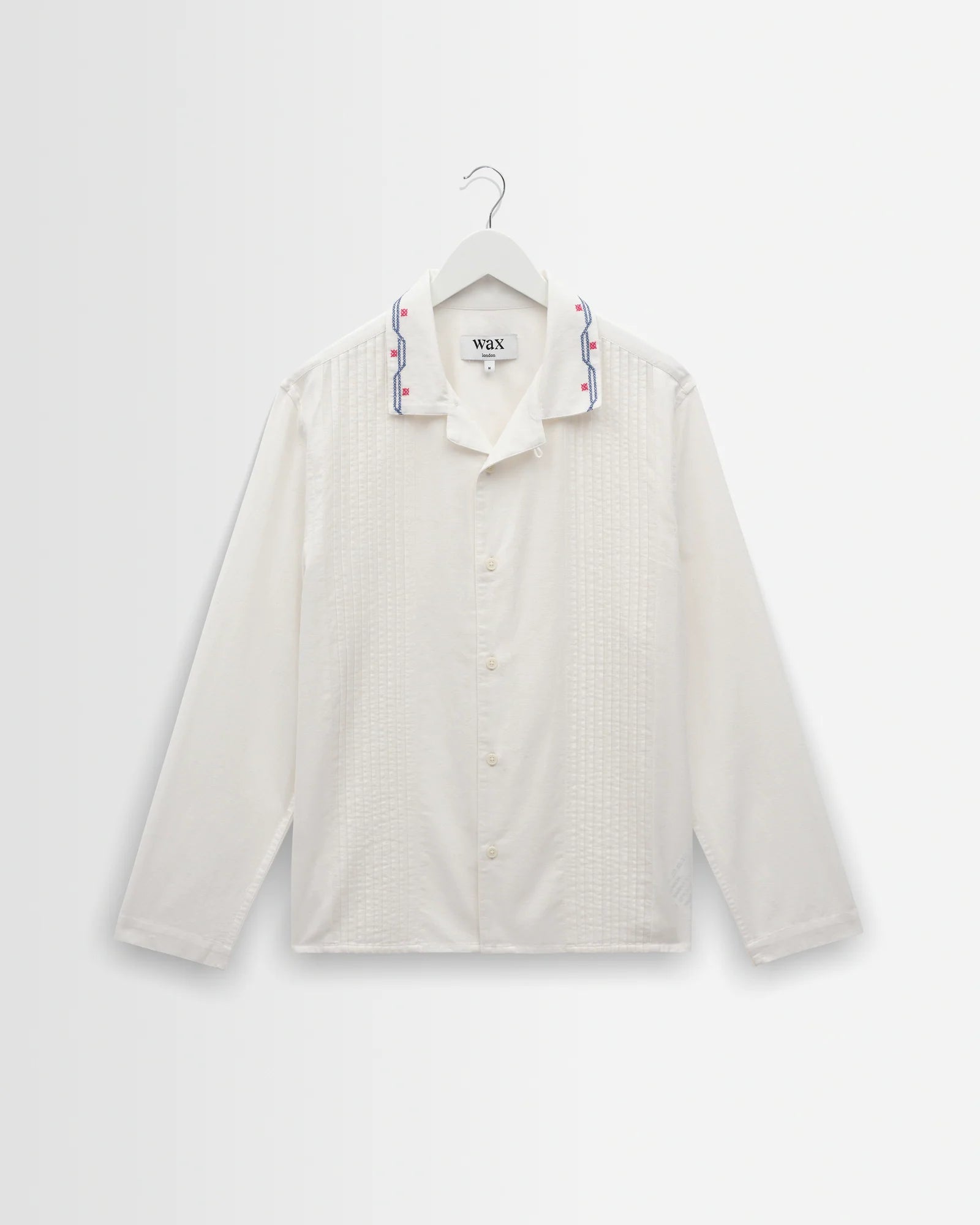 Wax London - Corey Pintuck Border Cotton-Linen Shirt in Ecru