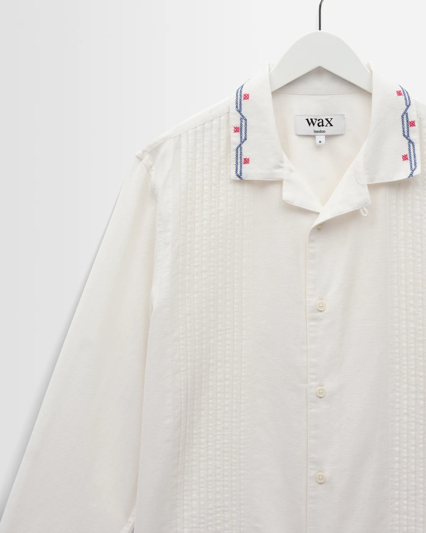 Wax London - Corey Pintuck Border Cotton-Linen Shirt in Ecru