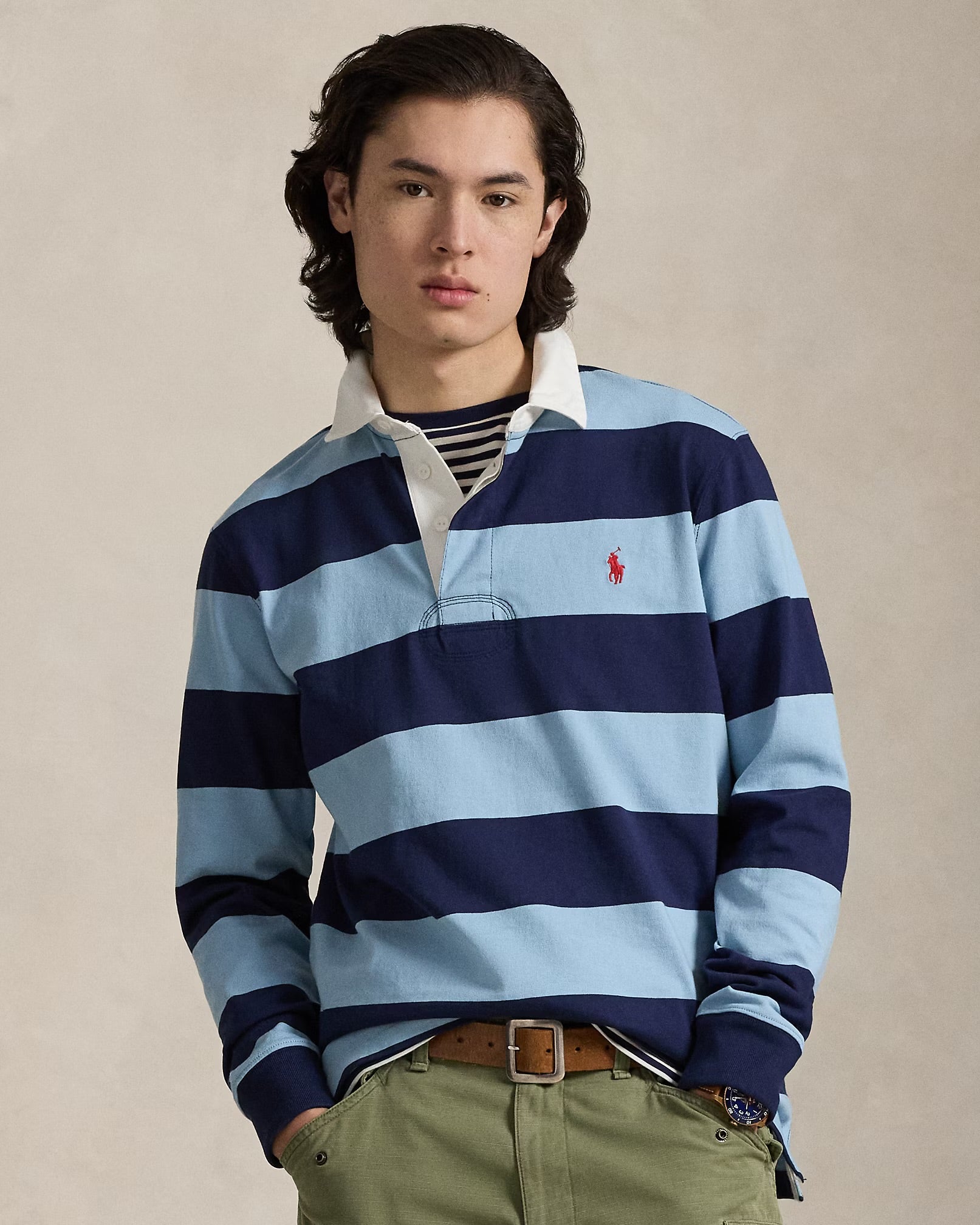 Polo Ralph Lauren - The Iconic Rugby Shirt in Powder Blue and Newport Navy
