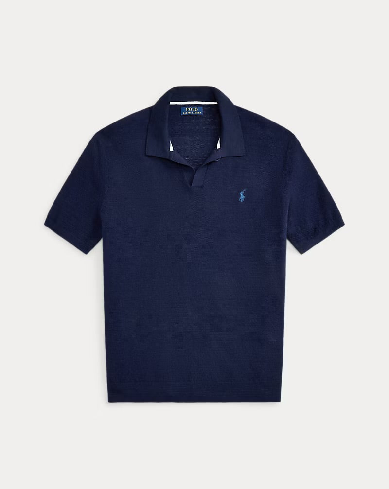 Polo Ralph Lauren - Textured Cotton-Linen Sweater in Bright Navy/Deckwash White