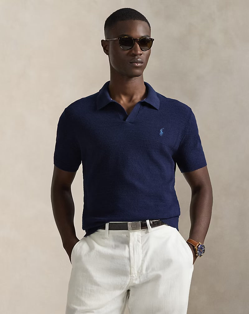 Polo Ralph Lauren - Textured Cotton-Linen Sweater in Bright Navy/Deckw