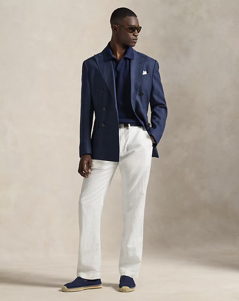 Polo Ralph Lauren - Textured Cotton-Linen Sweater in Bright Navy/Deckwash White
