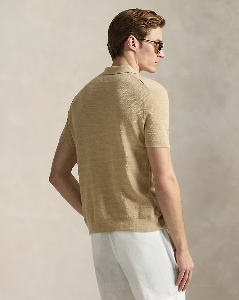 Polo Ralph Lauren - Textured Cotton-Linen Sweater in Bright Dune Tan/Deckwash White