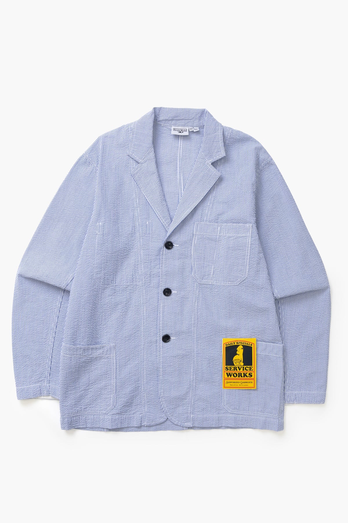 Service Works - Seersucker Server Suit Jacket in Navy Stripe