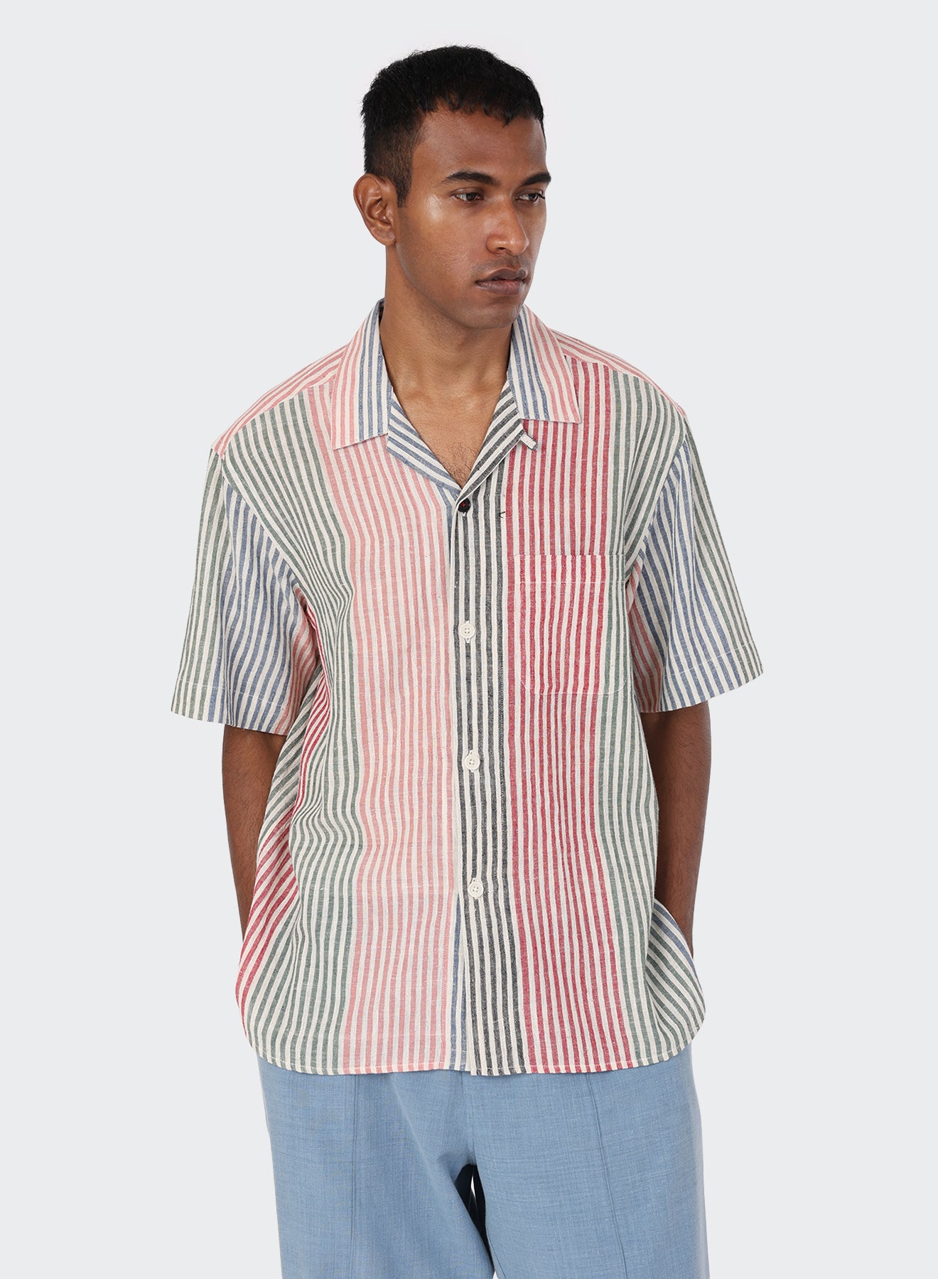 Kardo - Ronen Camp Collar in Handloom Stripe