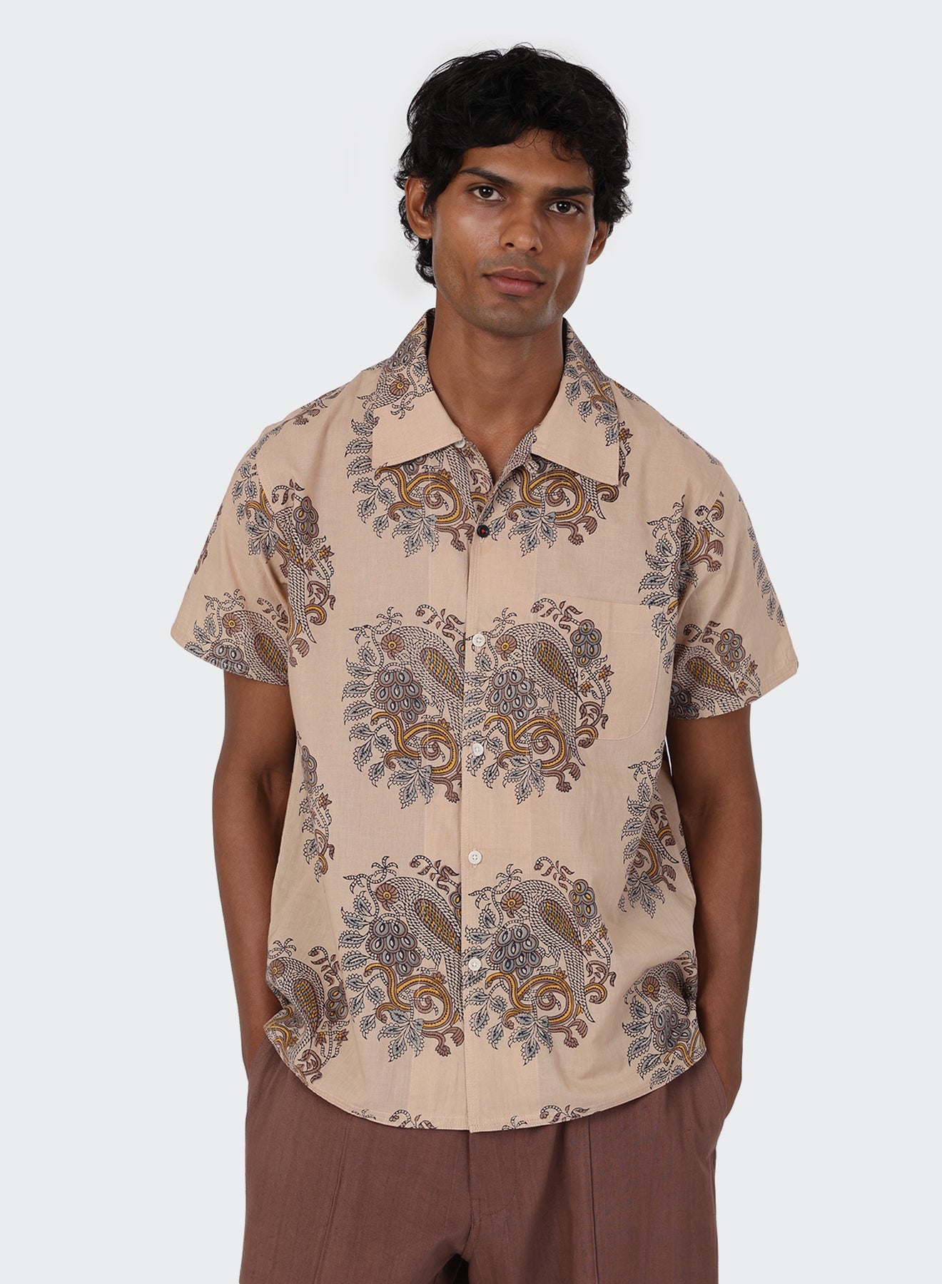 Kardo - Chintan Camp Collar in Owl Block Print