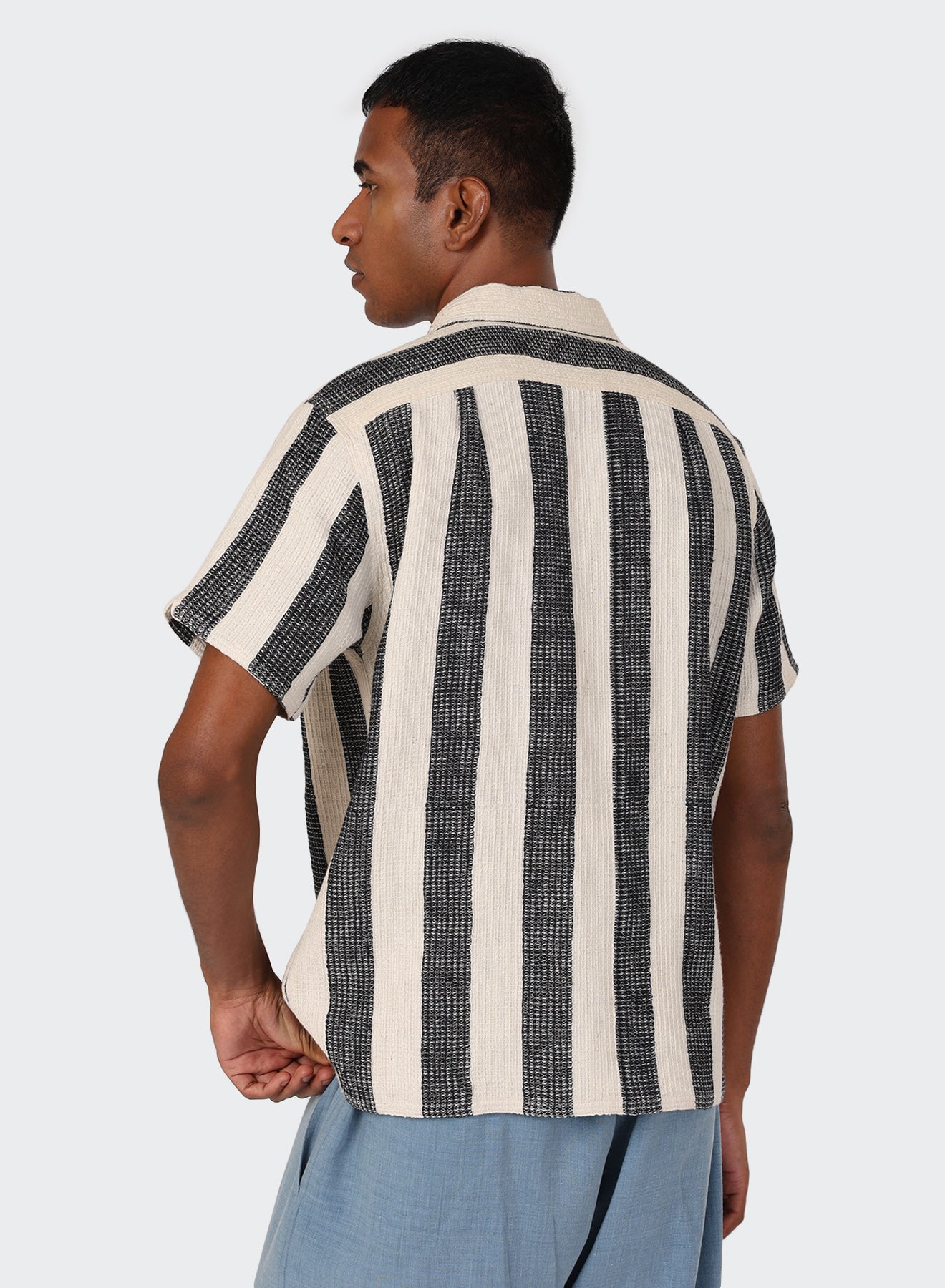 Kardo - Chintan Camp Collar in Handloom Stripe
