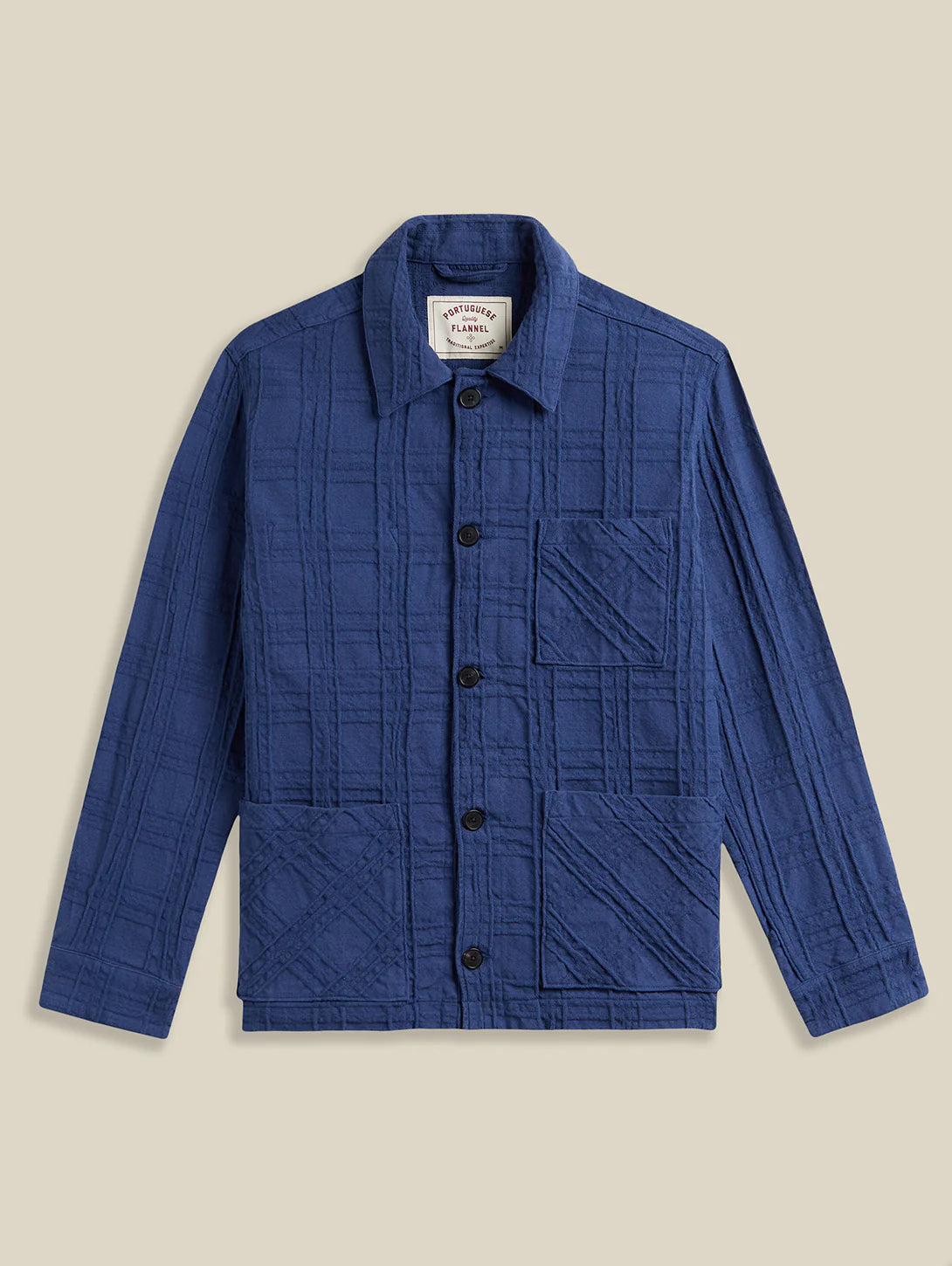 Portuguese Flannel - Legacy Jacket in Blue Embossed Plaid