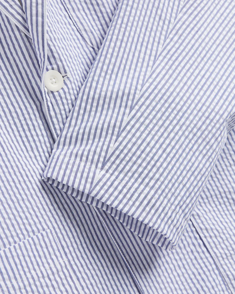 Portuguese Foannel - Atlantico Blazer in Blue and White Seersucker Stripe