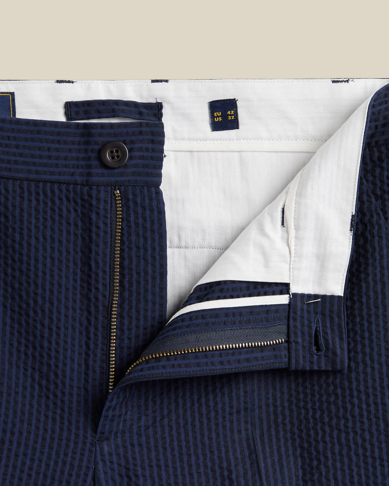 Portuguese Flannel - Atlantico Trouser in Navy Seersucker