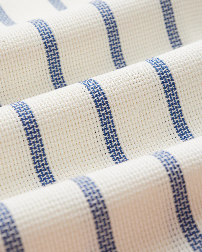 Portuguese Flannel - Piquet Stripe in Blue and Off-White