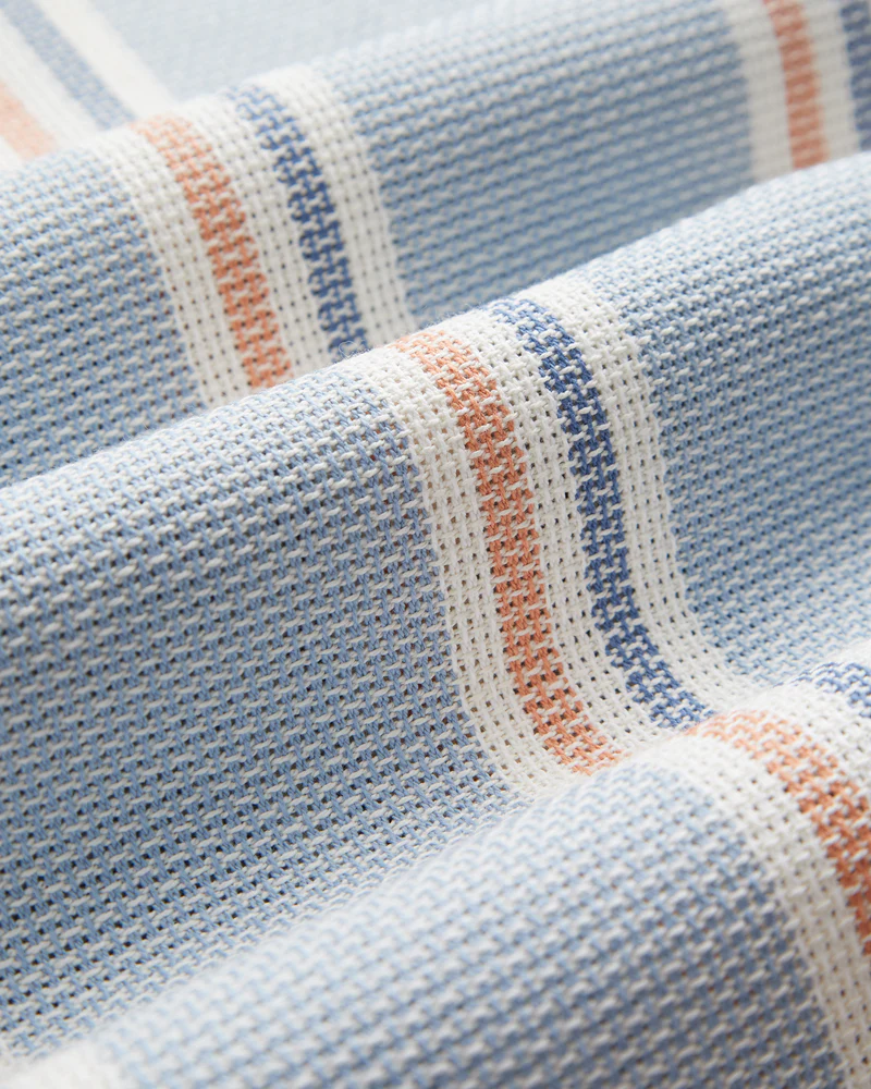 Portuguese Flannel - Radi in Blue and Terracotta Piquet Stripe