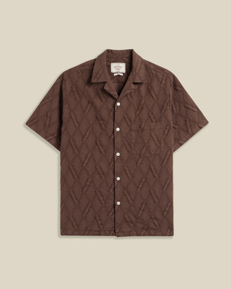 Portuguese Flannel - Ike Camp Collar in Chocolate Brown