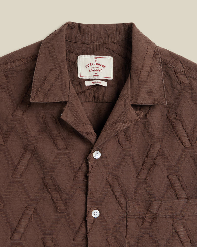 Portuguese Flannel - Ike Camp Collar in Chocolate Brown