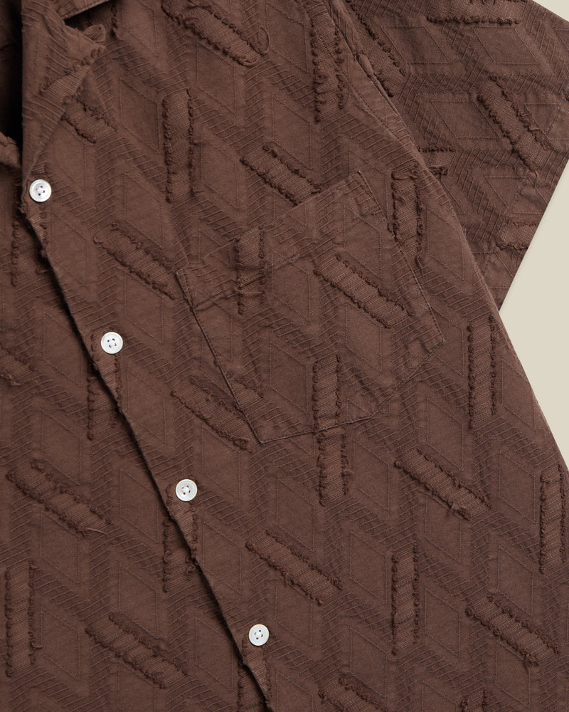 Portuguese Flannel - Ike Camp Collar in Chocolate Brown