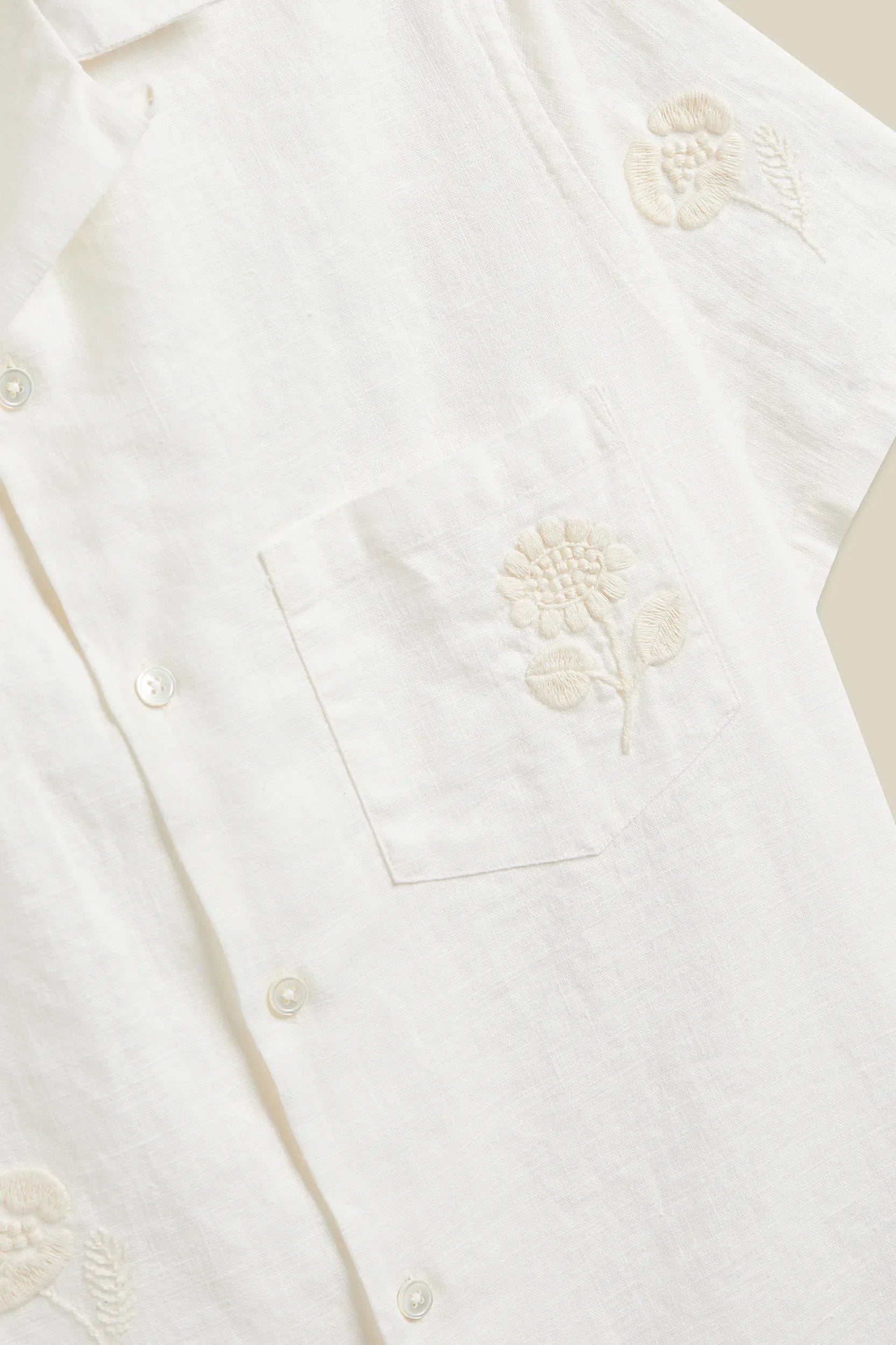 Portuguese Flannel - Embroidery Nature Ramie in Ecru