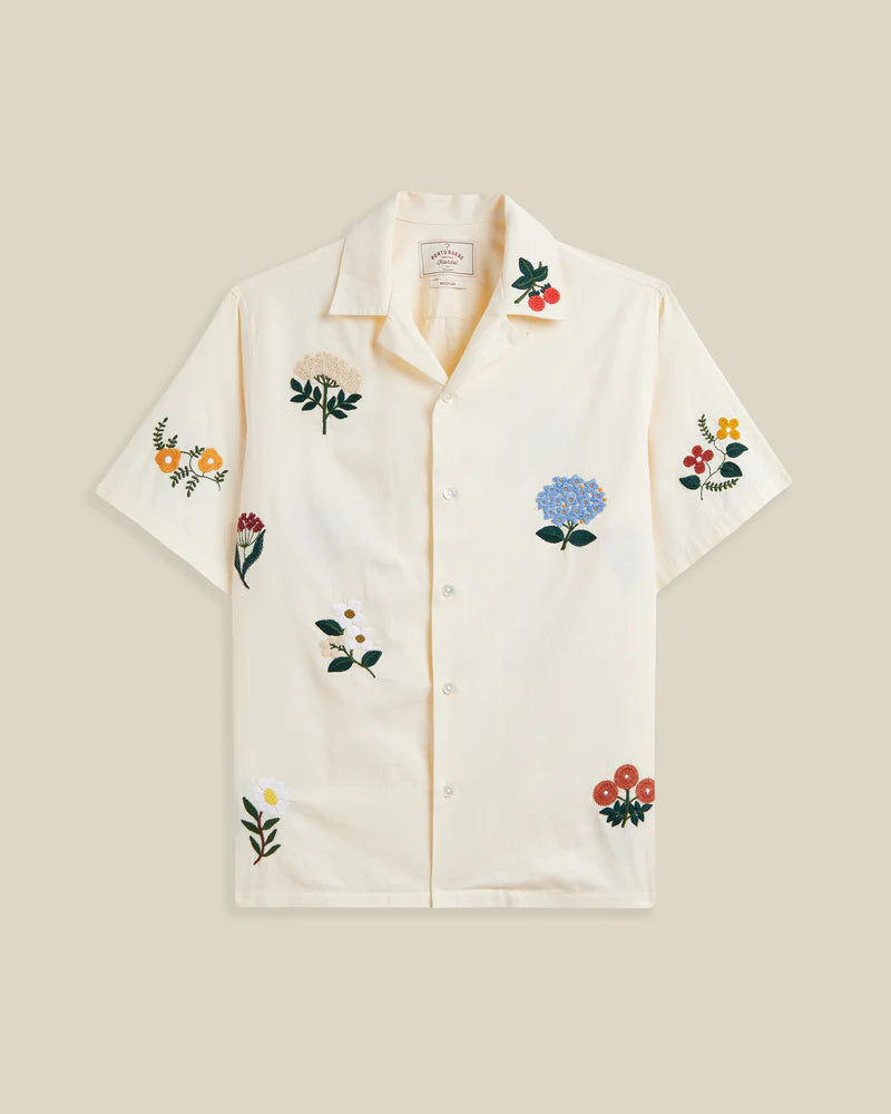 Portuguese Flannel - Embroidery Flowers in Ecru