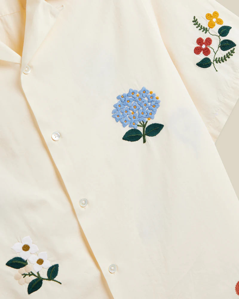 Portuguese Flannel - Embroidery Flowers in Ecru
