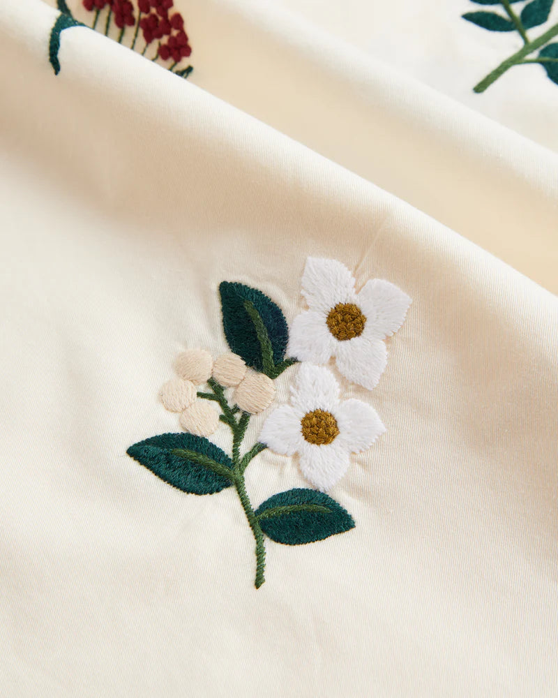 Portuguese Flannel - Embroidery Flowers in Ecru