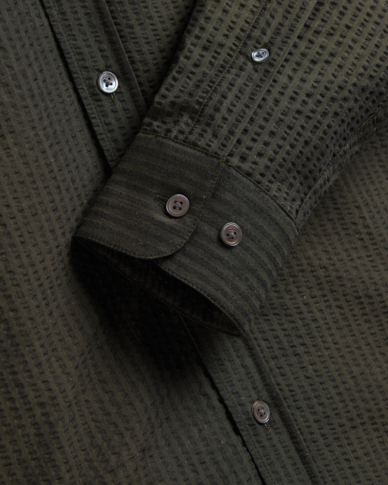 Portuguese Flannel - Atlantico Long Sleeve in Olive Seersucker