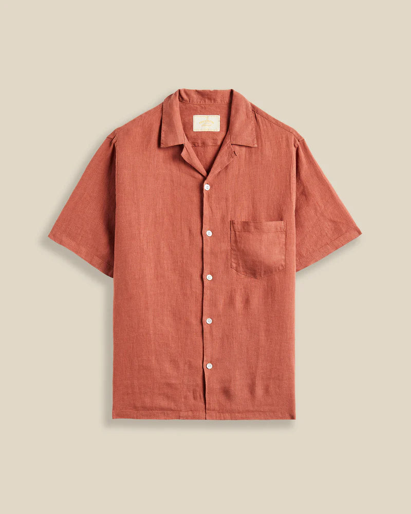 Portuguese Flannel - Linen Camp Collar in Terracota