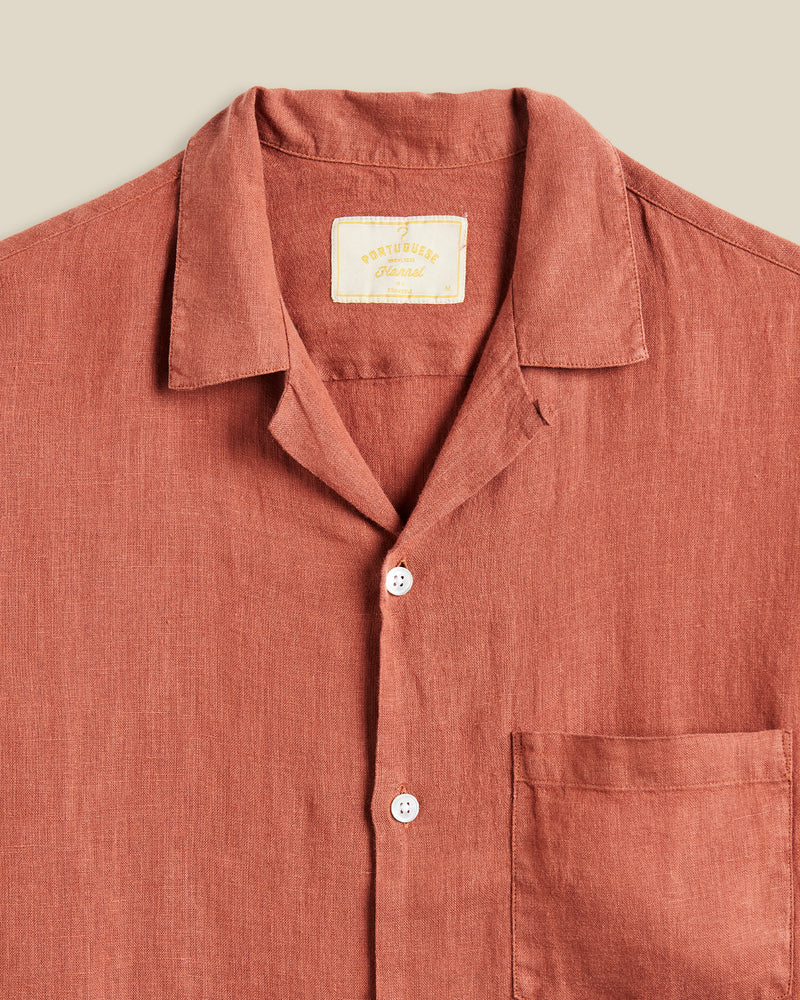 Portuguese Flannel - Linen Camp Collar in Terracota