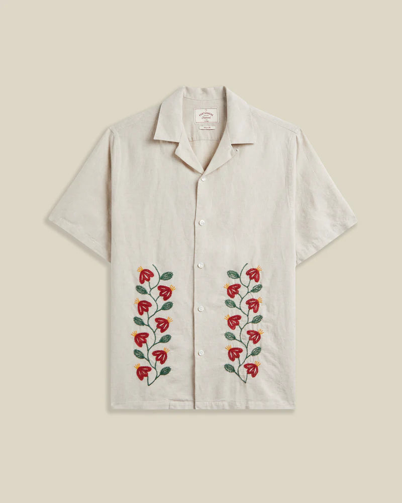 Portuguese Flannel - Branch Embroidery Camp Collar