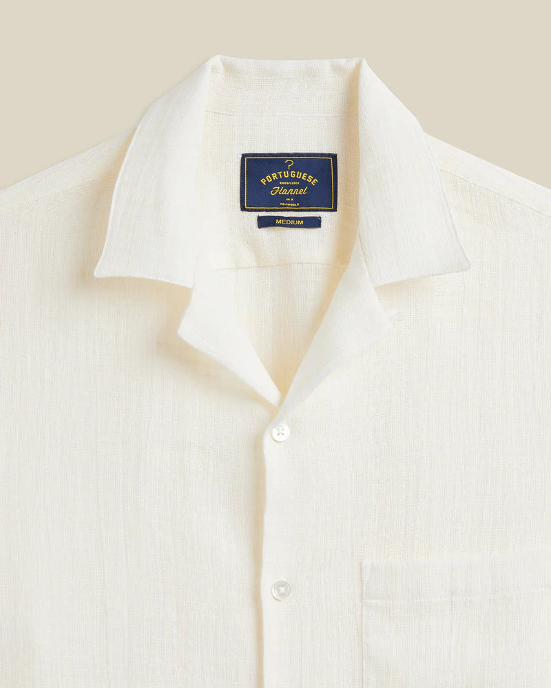 Portuguese Flannel - Grain Camp Collar in White Gauze