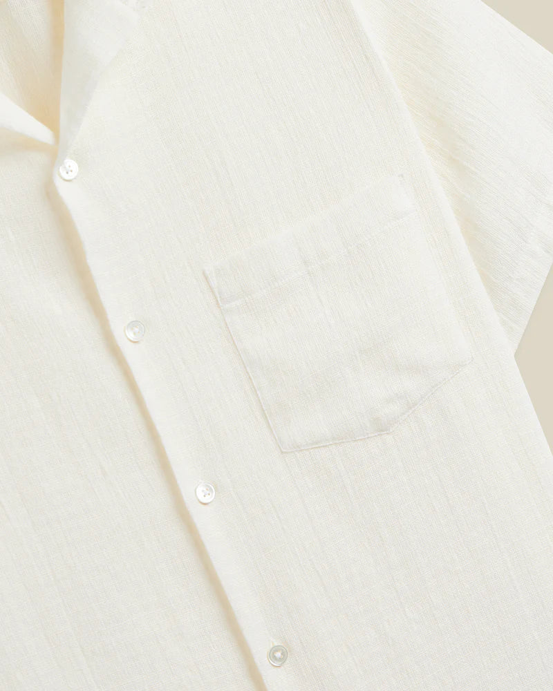 Portuguese Flannel - Grain Camp Collar in White Gauze