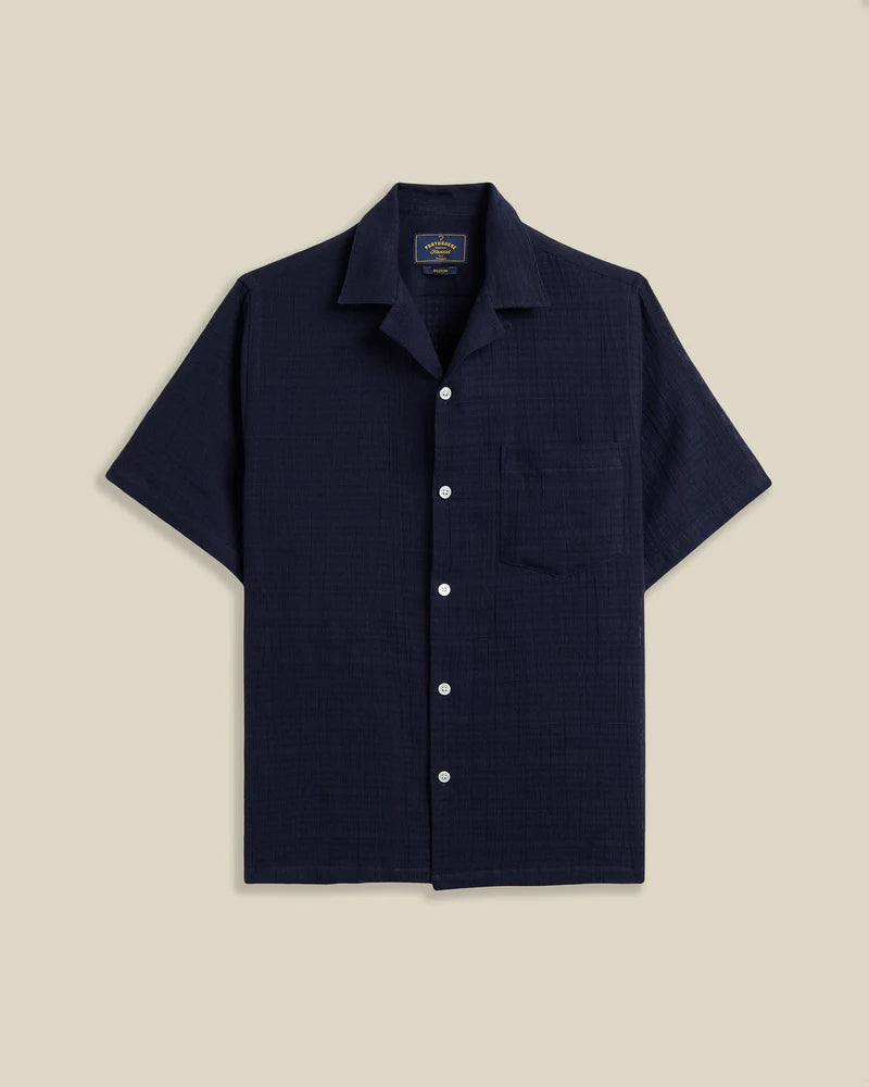 Portuguese Flannel - Grain Camp Collar in Navy Gauze