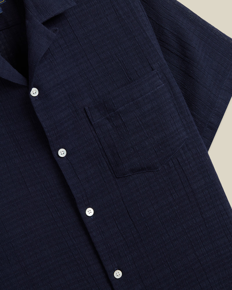 Portuguese Flannel - Grain Camp Collar in Navy Gauze