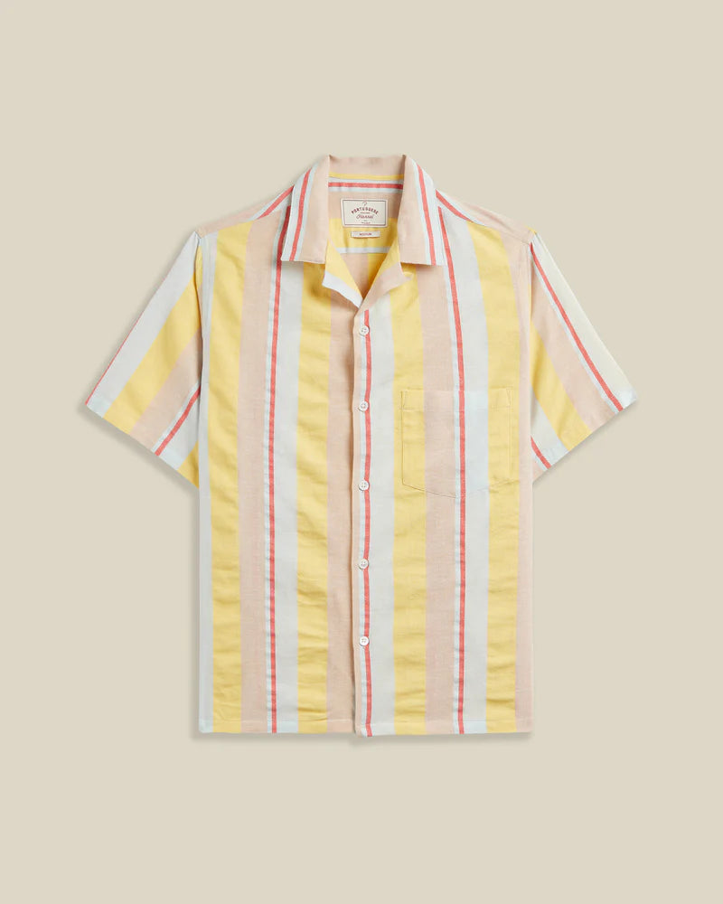 Portuguese Flannel - Boat Camp Collar in Yellow Stripe