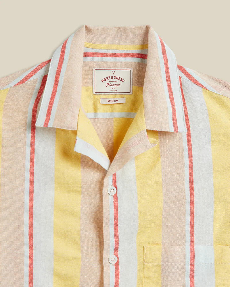 Portuguese Flannel - Boat Camp Collar in Yellow Stripe