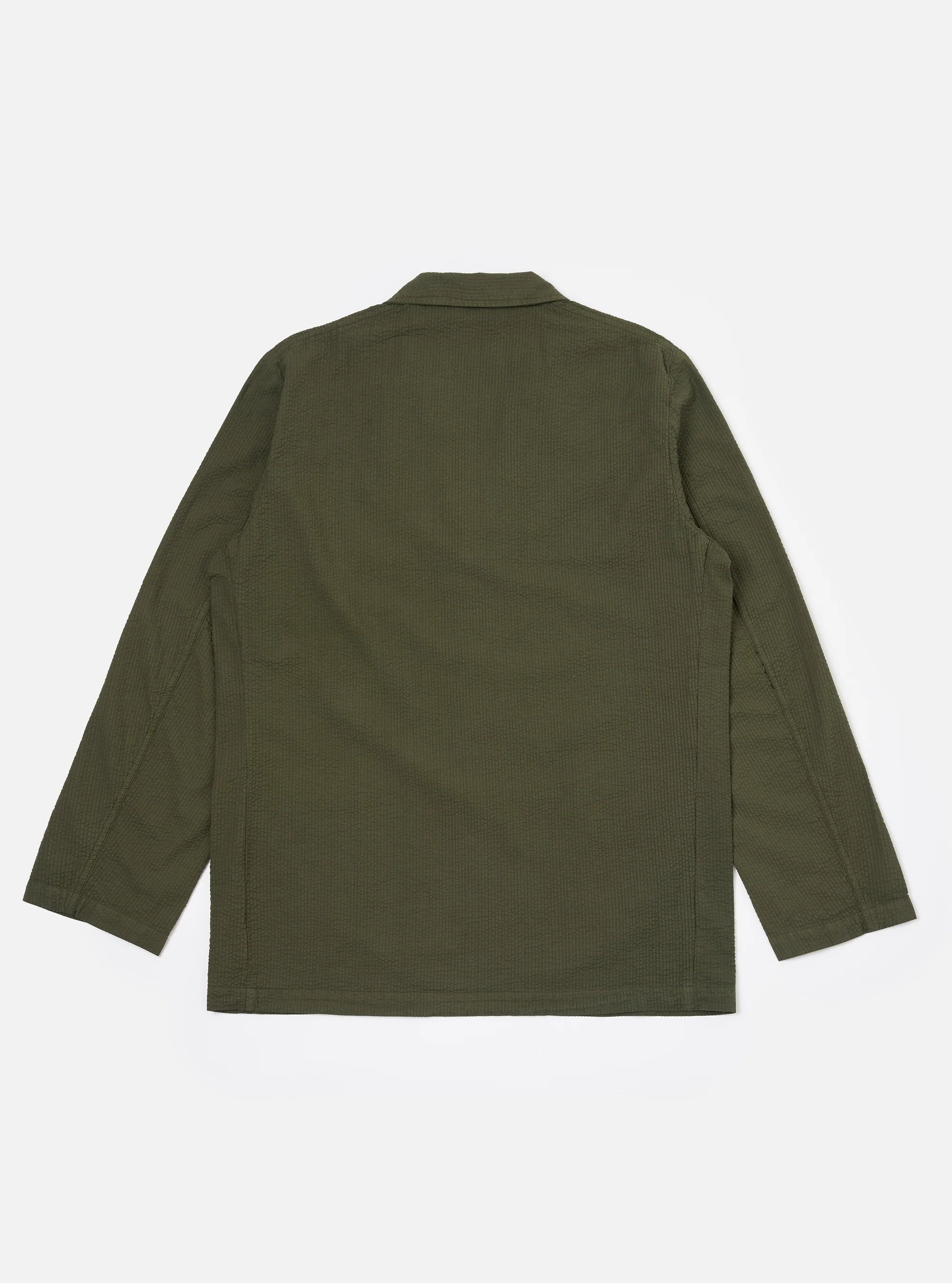 Universal Works - Merida Seersucker Three Button Jacket in Olive