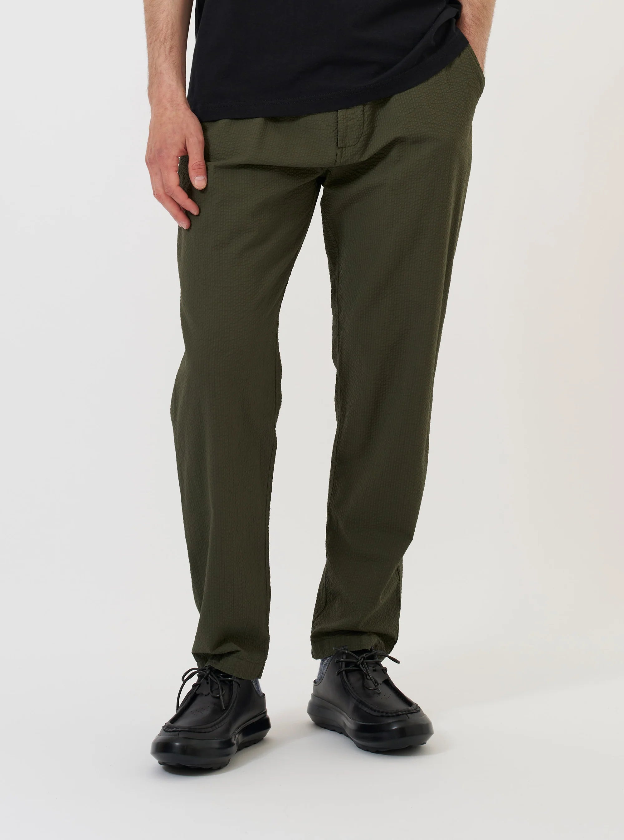 Universal Works - Merida Seersucker Military Chino in Olive