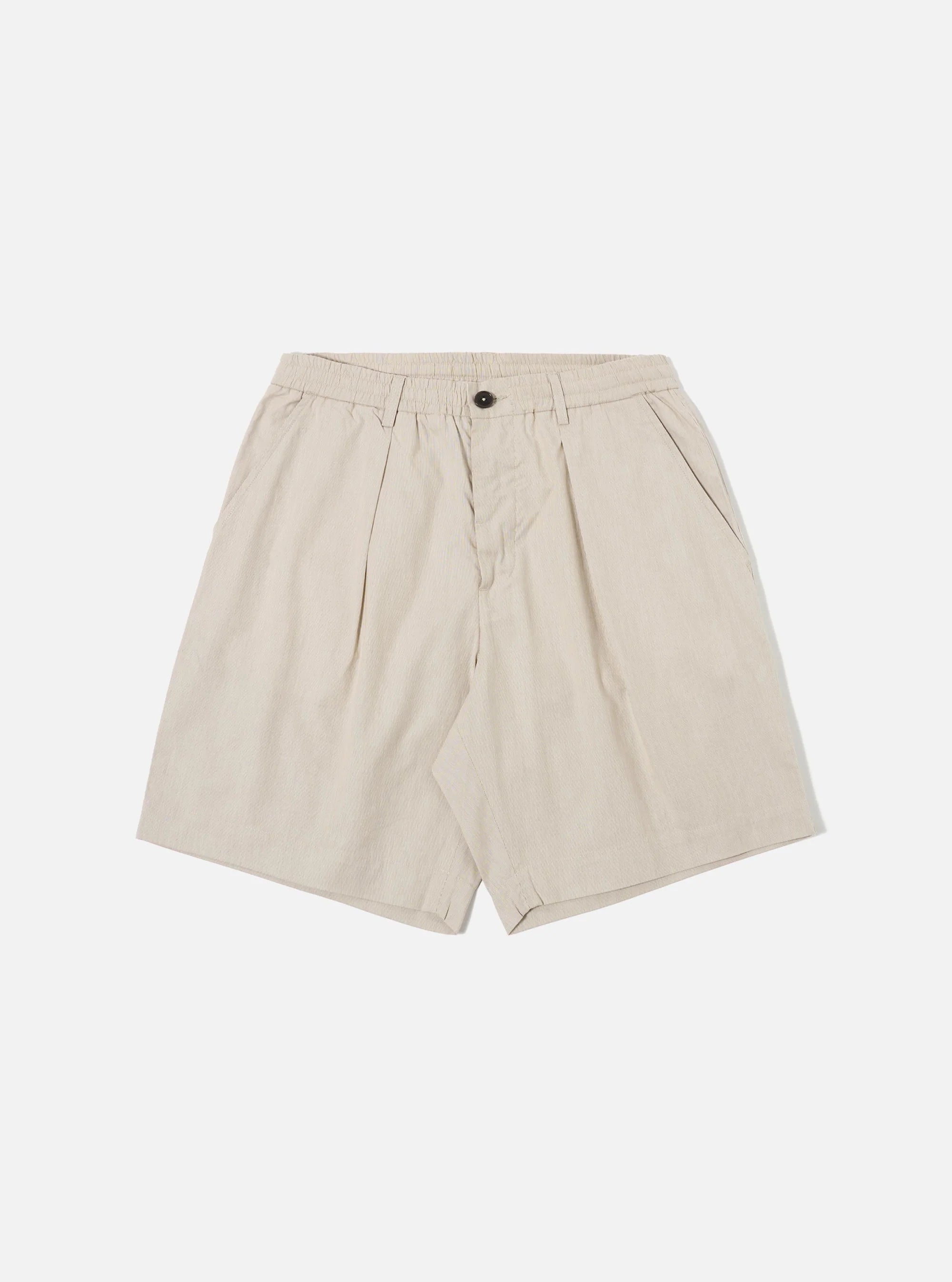 Universal Works - Pleated Track Short in Brown Kennedy Stripe