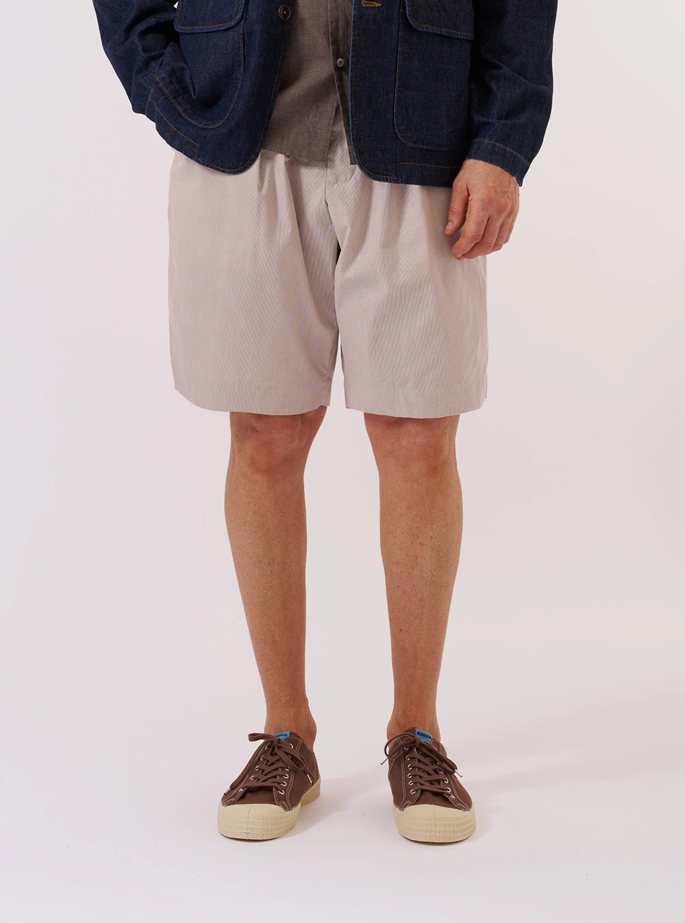 Universal Works - Pleated Track Short in Brown Kennedy Stripe