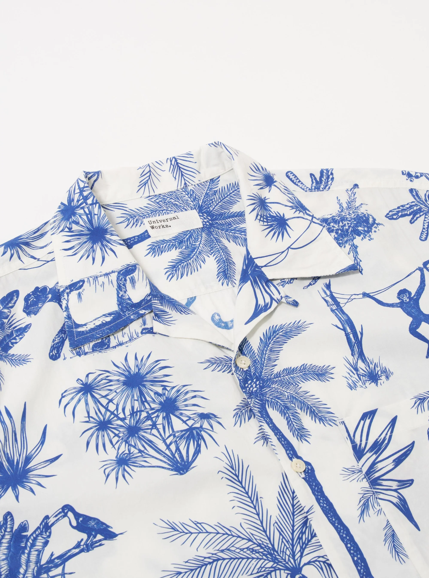 Universal Works - Camp Shirt in White Jungle Toile Poplin