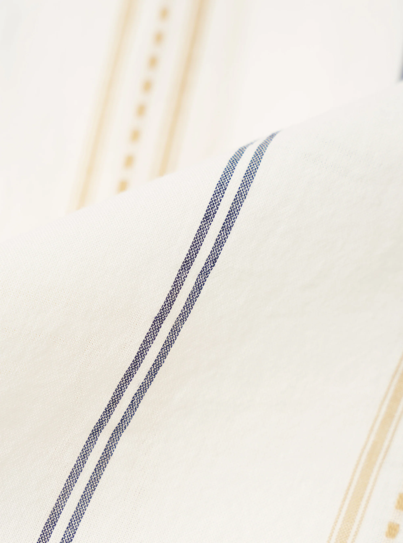 Universal Works - Road Shirt in Ecru/Navy/Sand Hendrix Stripe