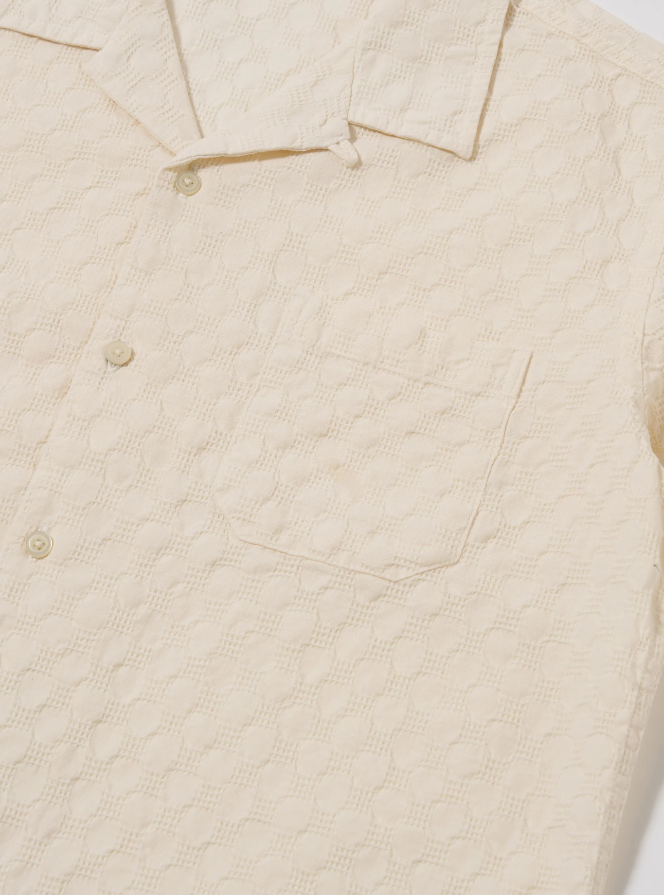 Universal Works - Road Shirt in Ecru Dot Waffle