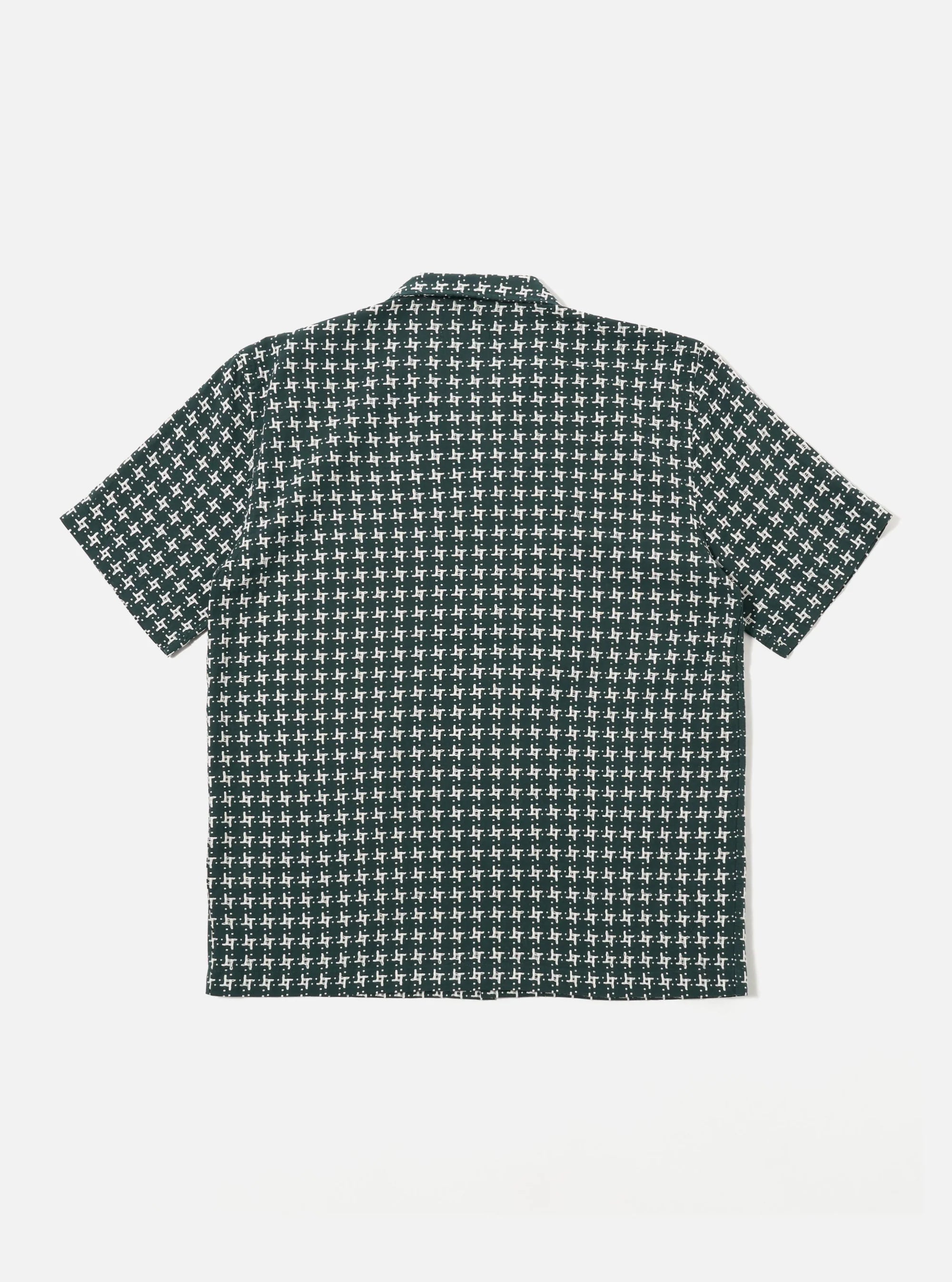 Universal Works - Road Shirt in Green/White Rhodes 8 Cotton