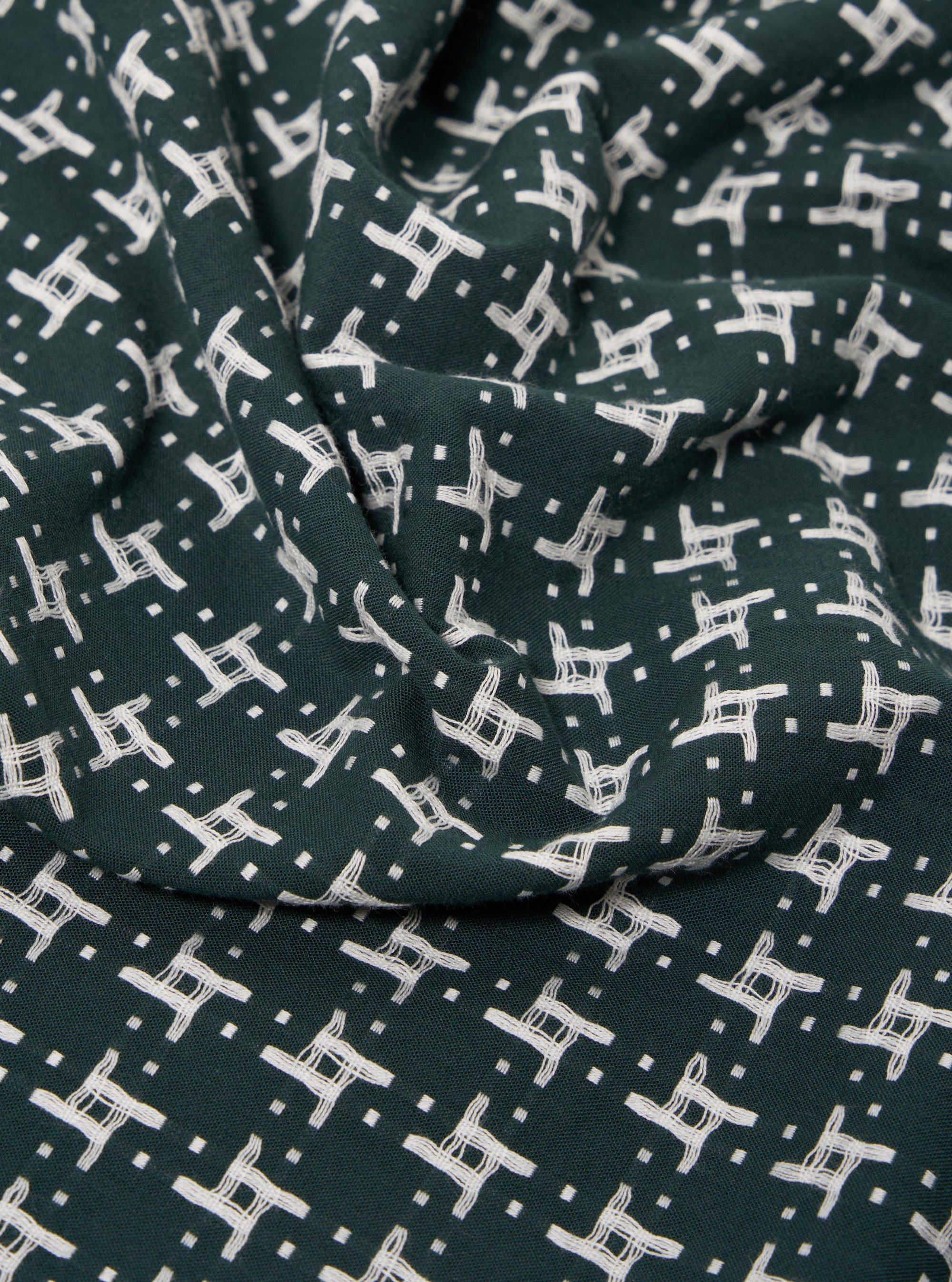 Universal Works - Road Shirt in Green/White Rhodes 8 Cotton