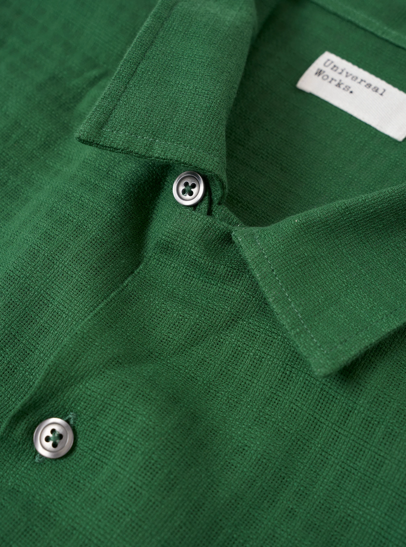 Universal Works - Road Shirt in Green Letts Cotton