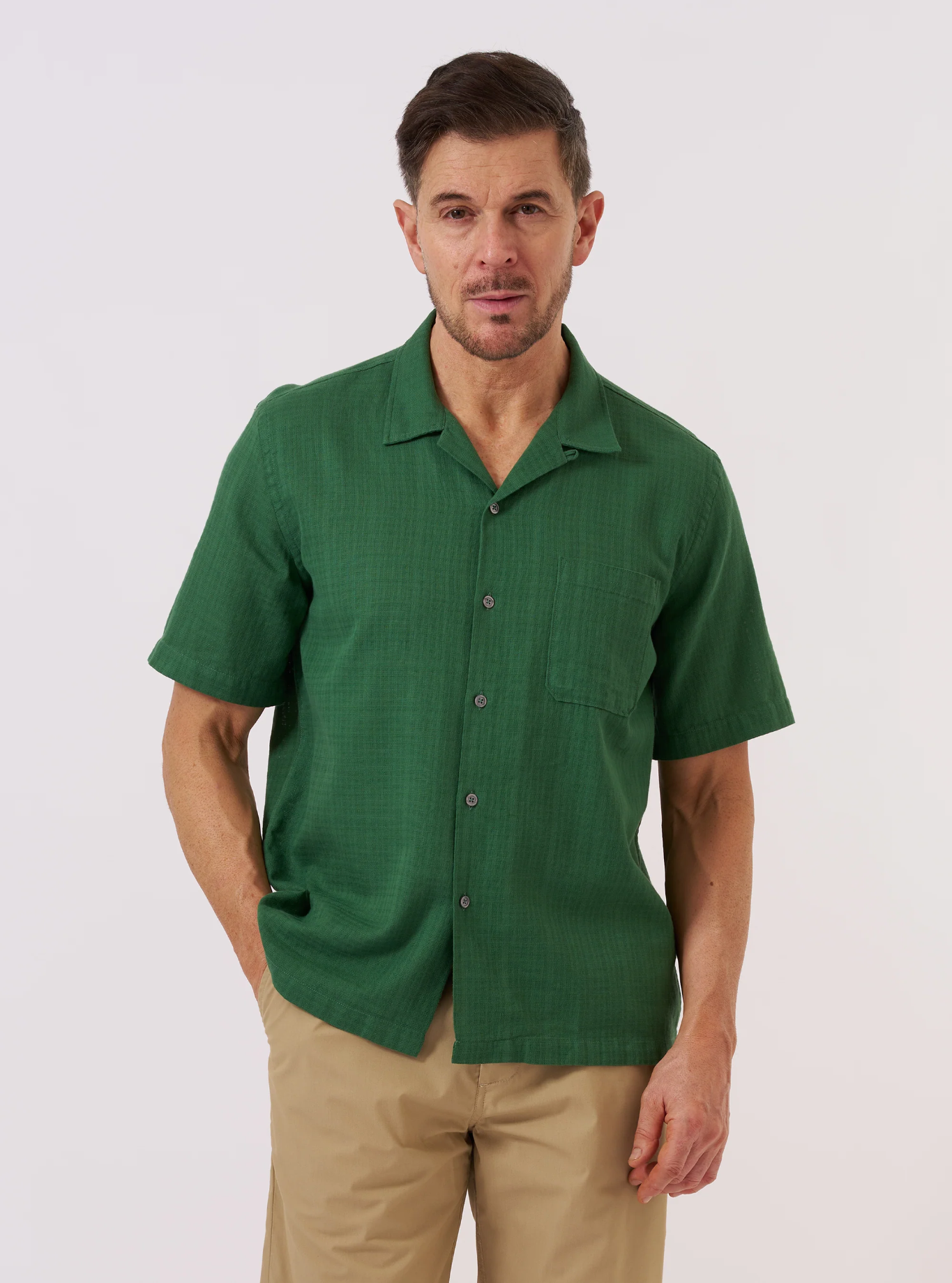 Universal Works - Road Shirt in Green Letts Cotton