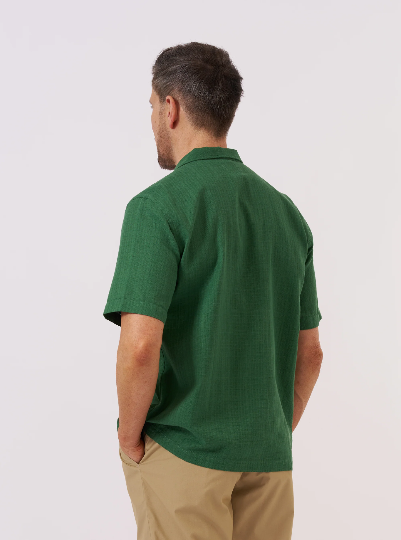 Universal Works - Road Shirt in Green Letts Cotton