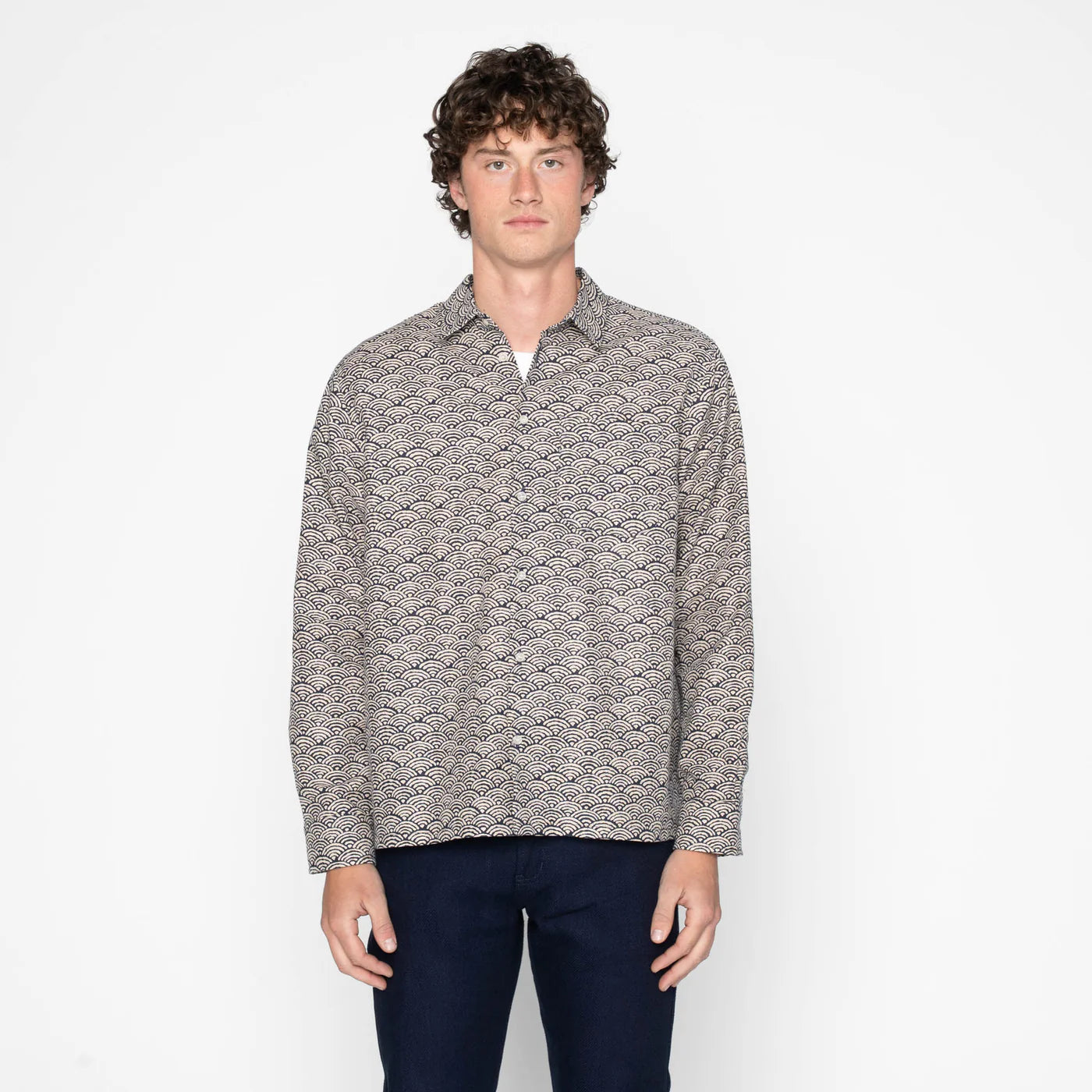 Naked & Famous - True Shirt in Indigo Seigaiha Waves