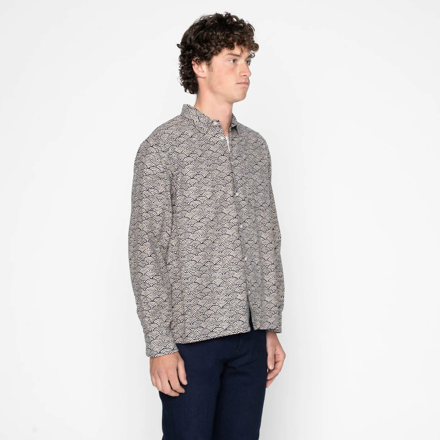 Naked & Famous - True Shirt in Indigo Seigaiha Waves