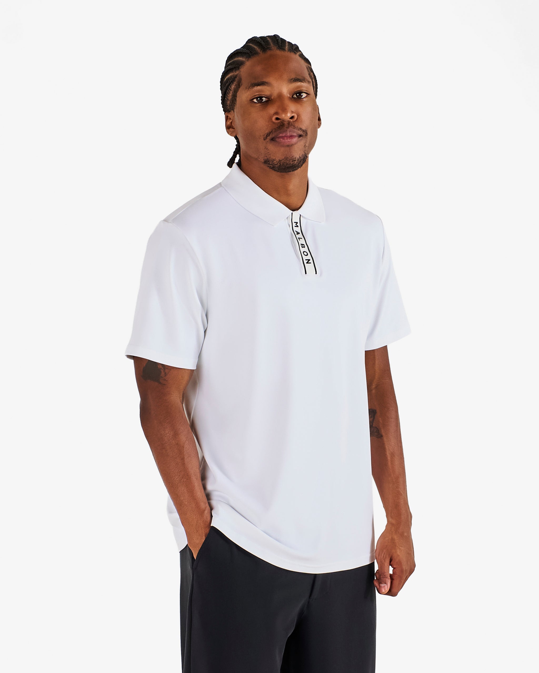 Malbon - Block Placket Polo in White