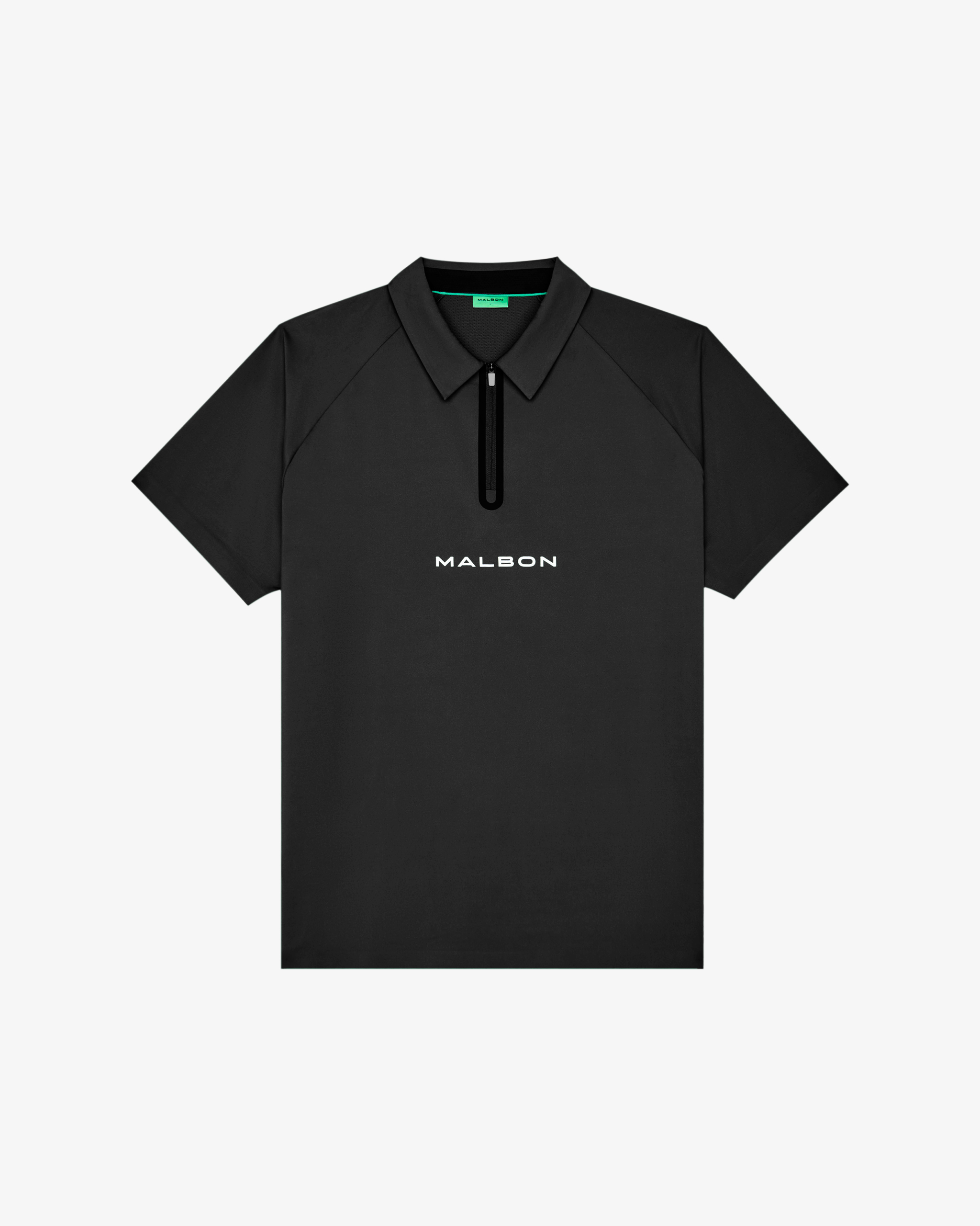 Malbon - Performance Zip Raglan Polo in Black